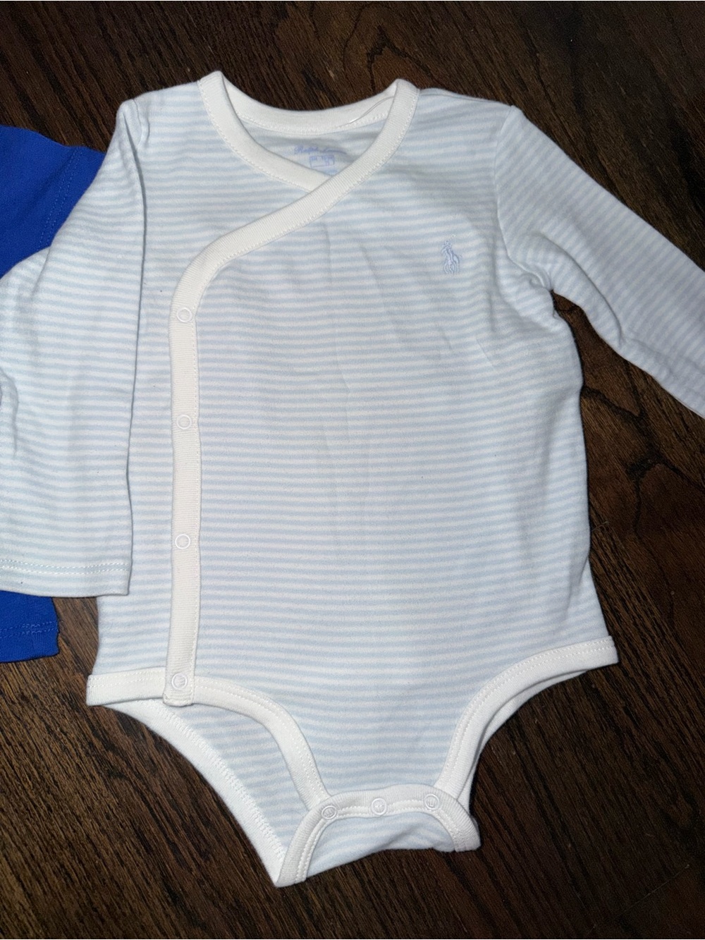 Polo Ralph Lauren Classic Light Blue Stripe Long-Sleeve Baby One-Piece
